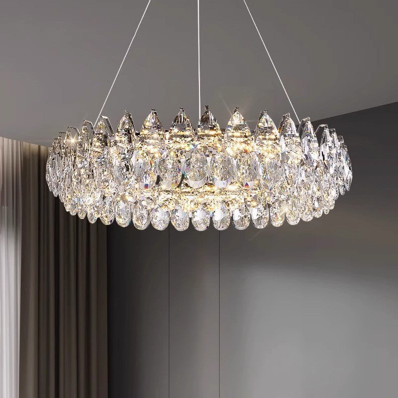 Lustre à anneaux de cristal