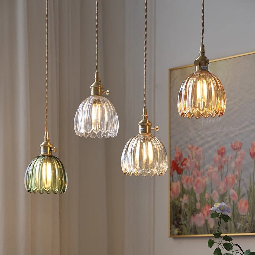 Lampe pendante japonaise en verre