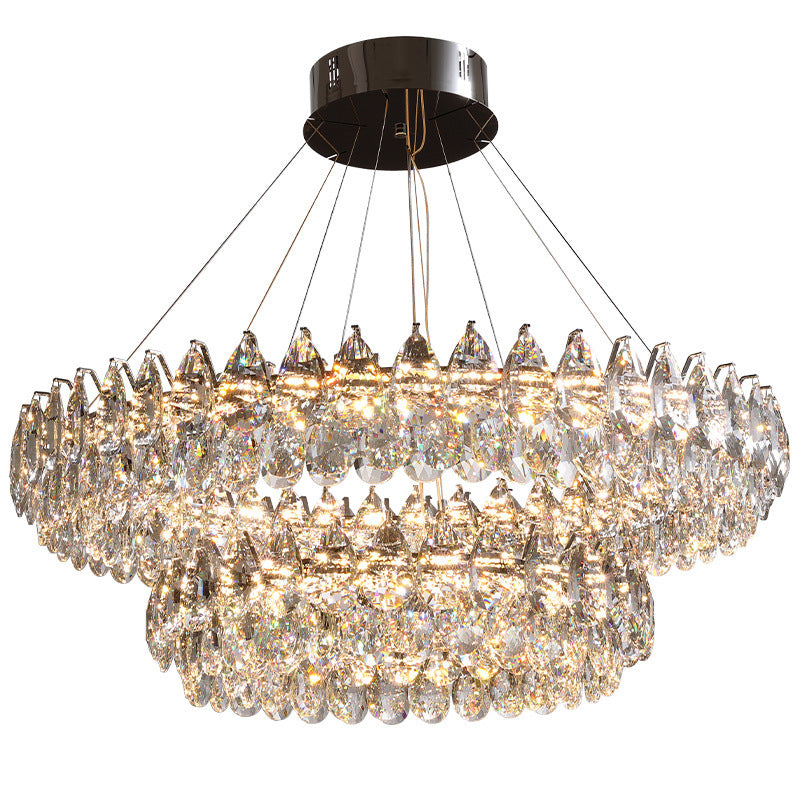 Lustre à anneaux de cristal