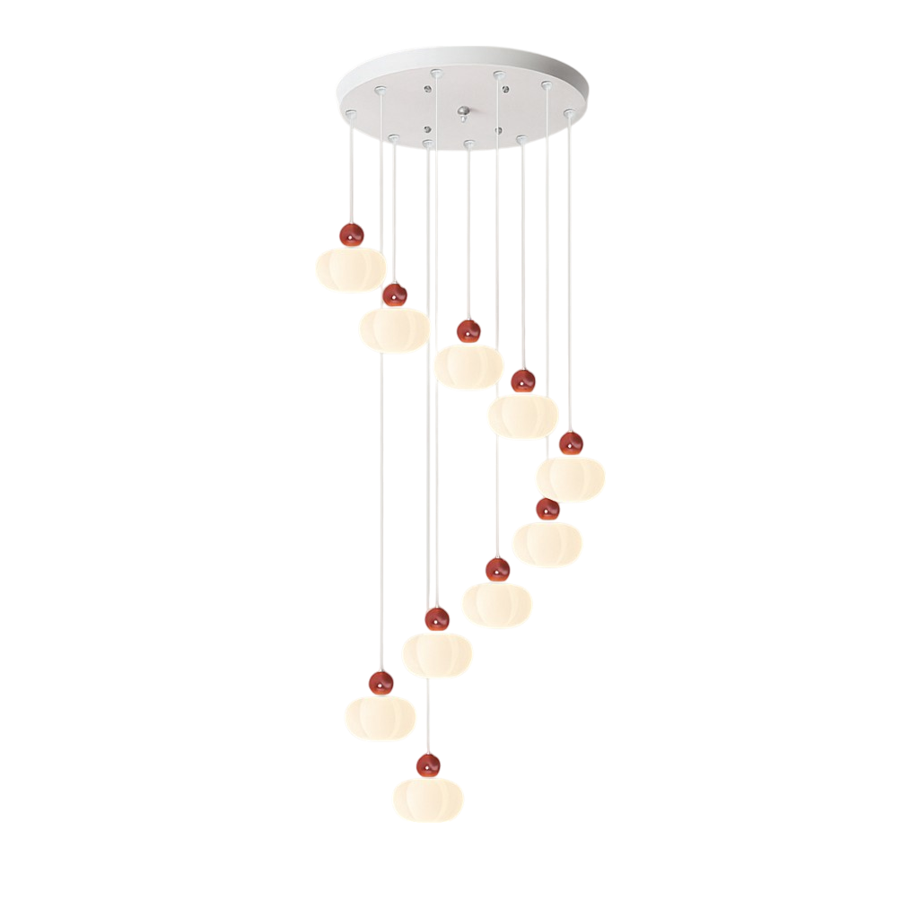 Lustre d'escalier Art Déco crème