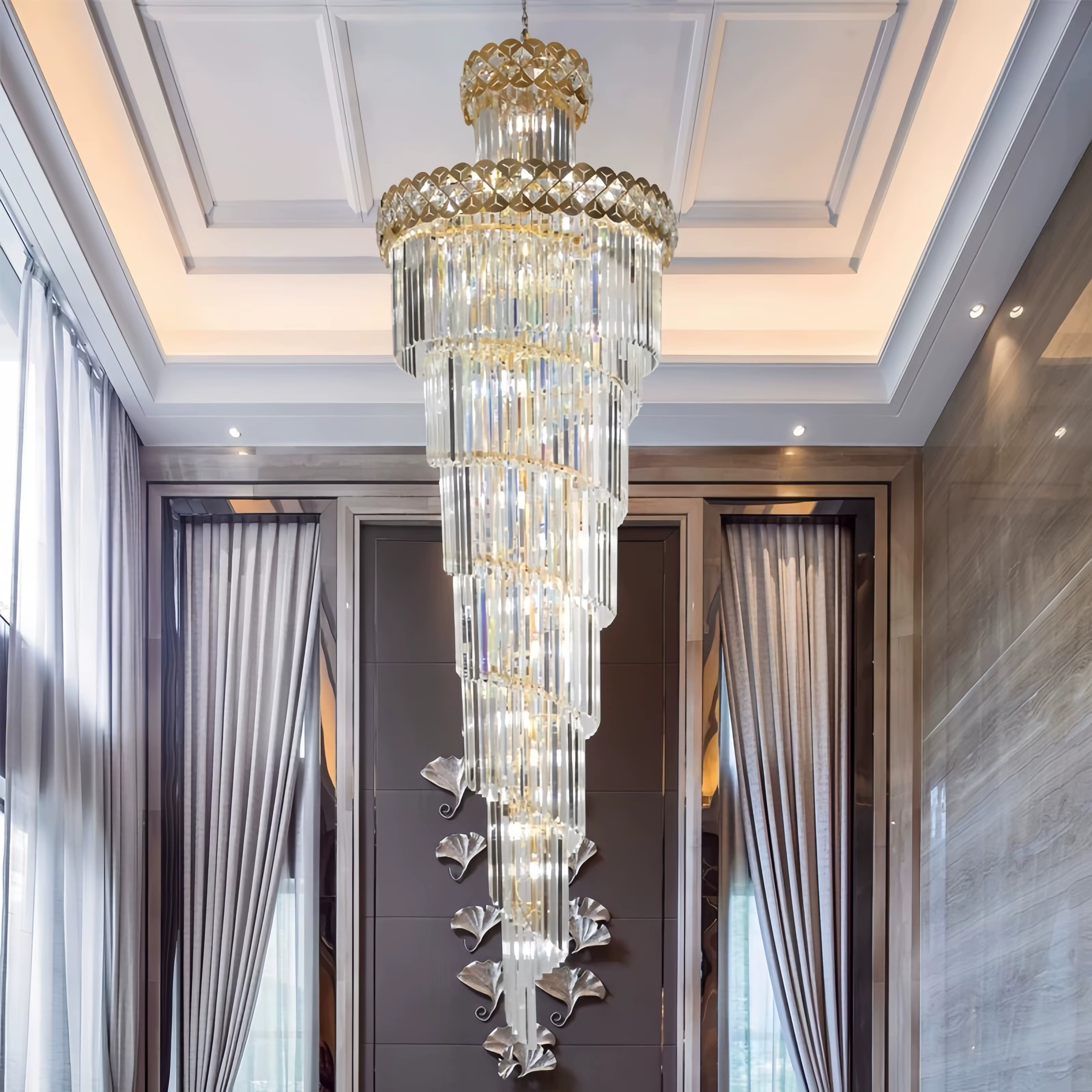 Lustre d'escalier moderne en cristal