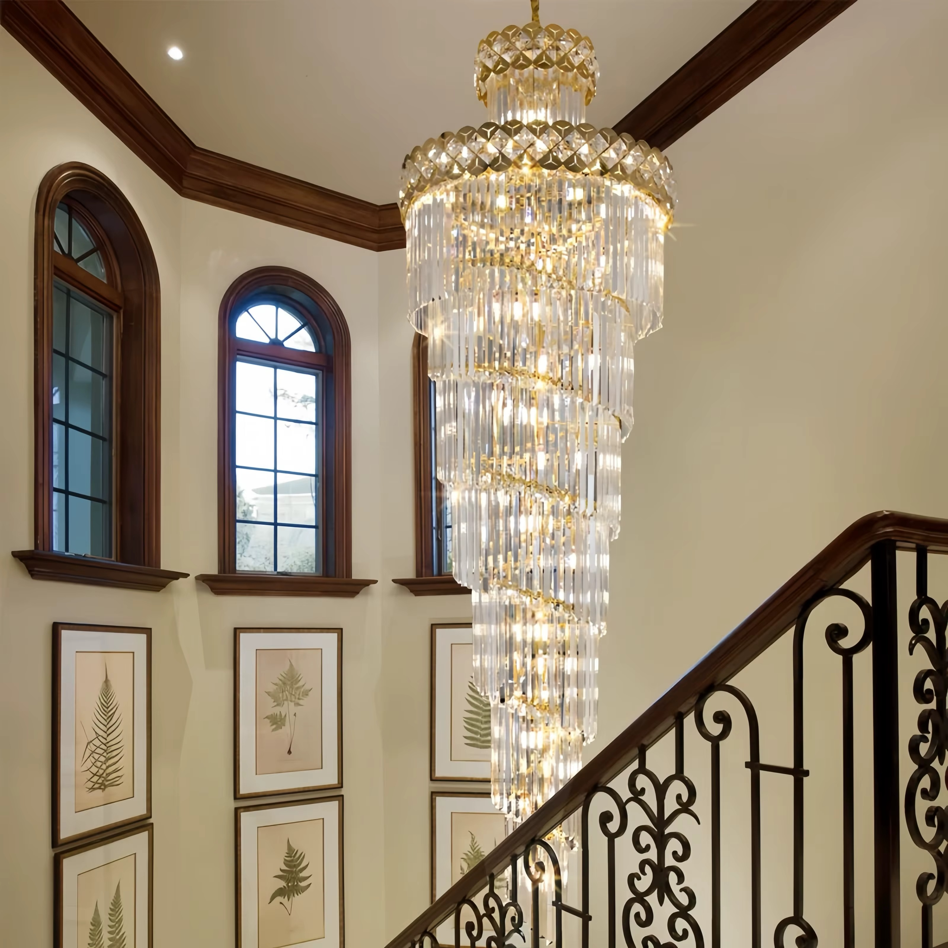 Lustre d'escalier moderne en cristal