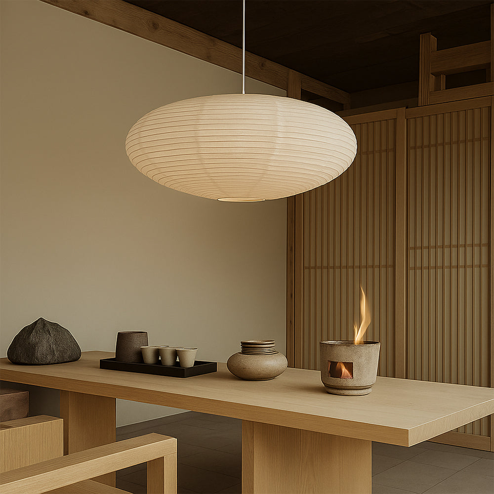 Lampe suspendue en papier de Wabi