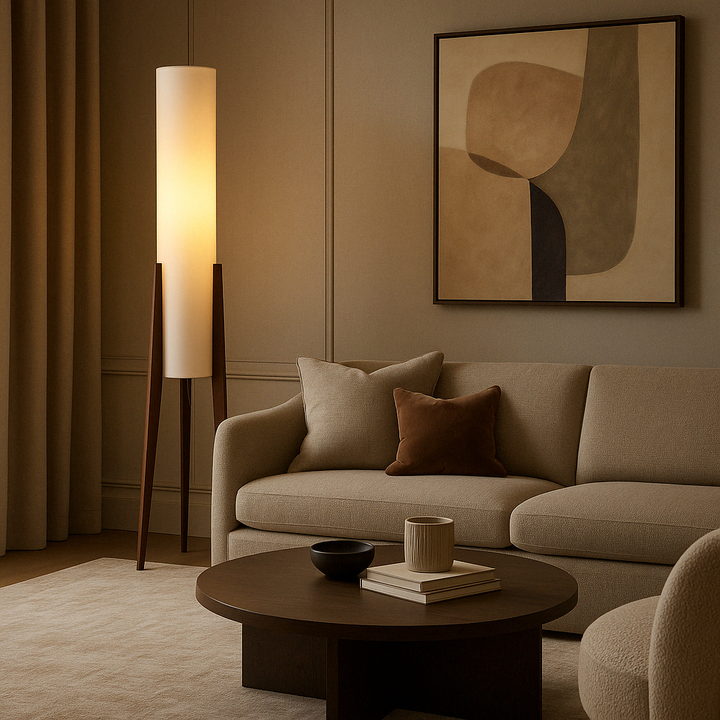 Lampadaire en noyer massif