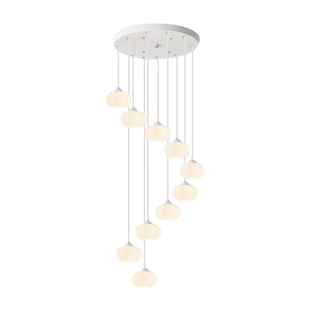 Lustre d'escalier Art Déco crème