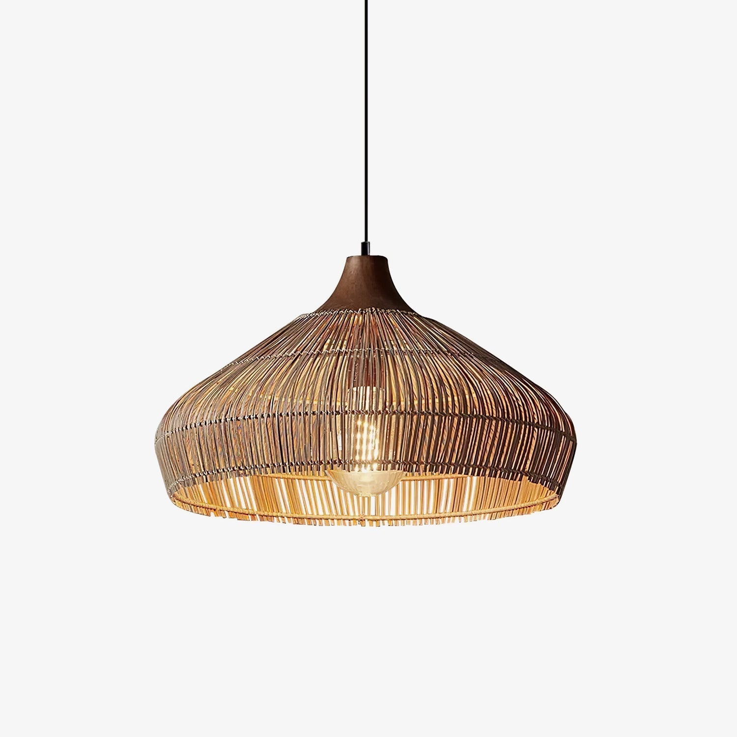 Lampe suspendue en osier et rotin