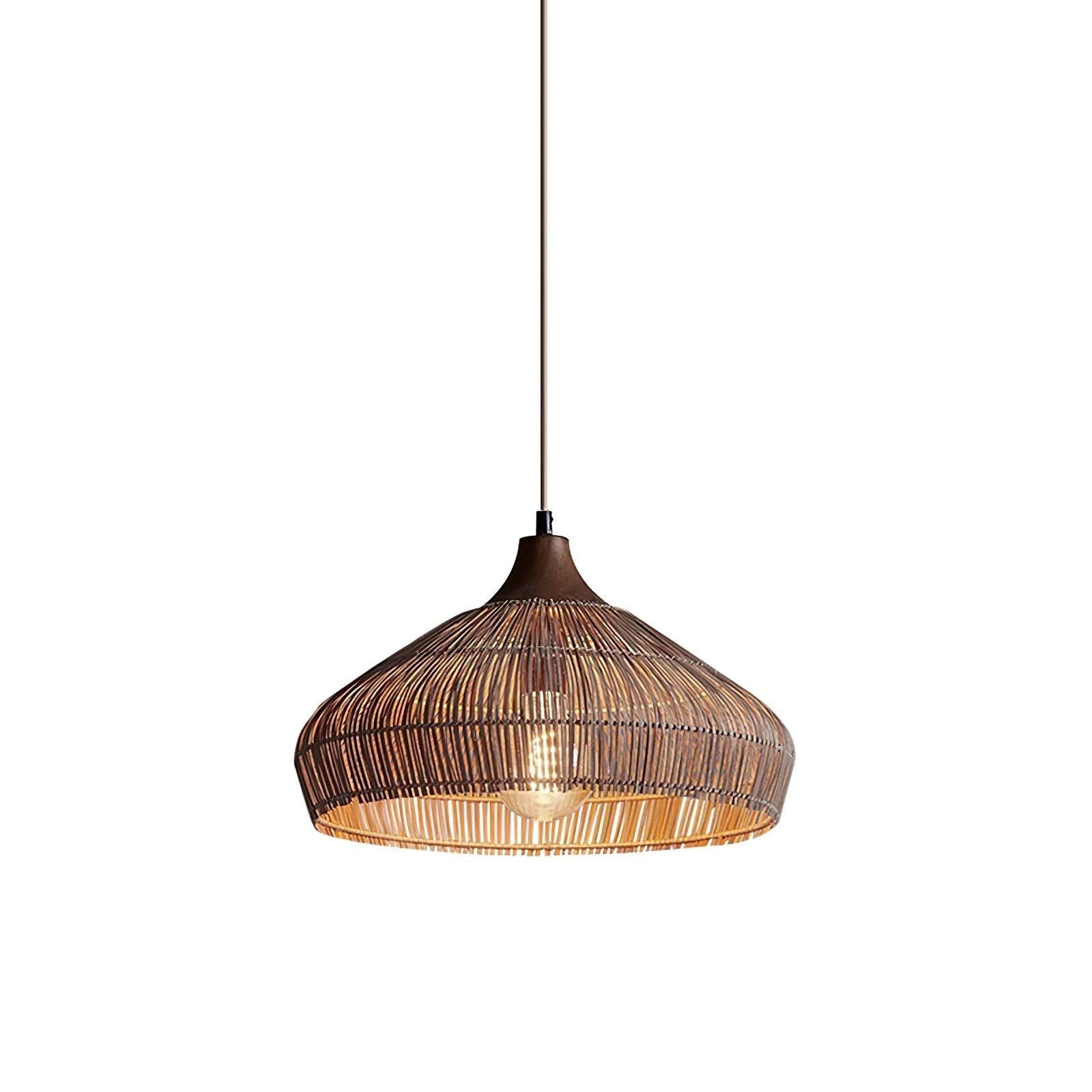 Lampe suspendue en osier et rotin
