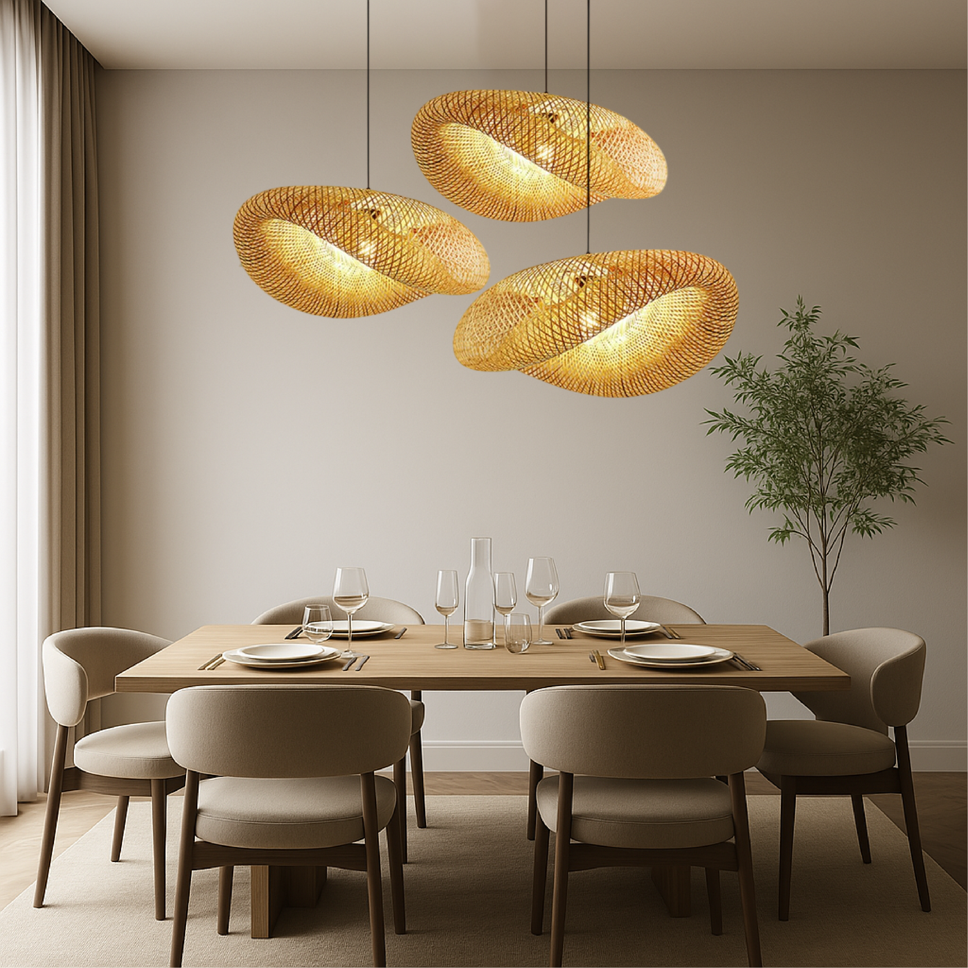 Lampe pendante en bambou