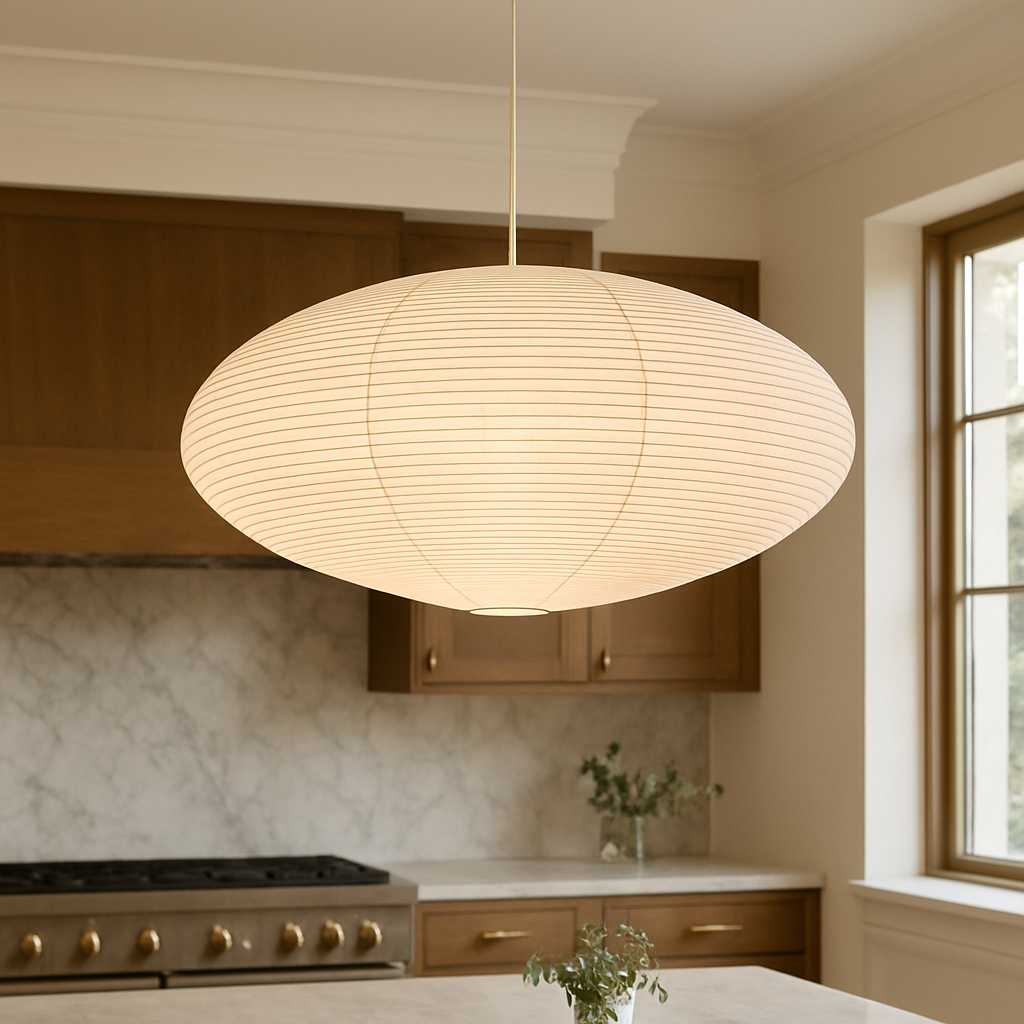 Lampe suspendue en papier de Wabi