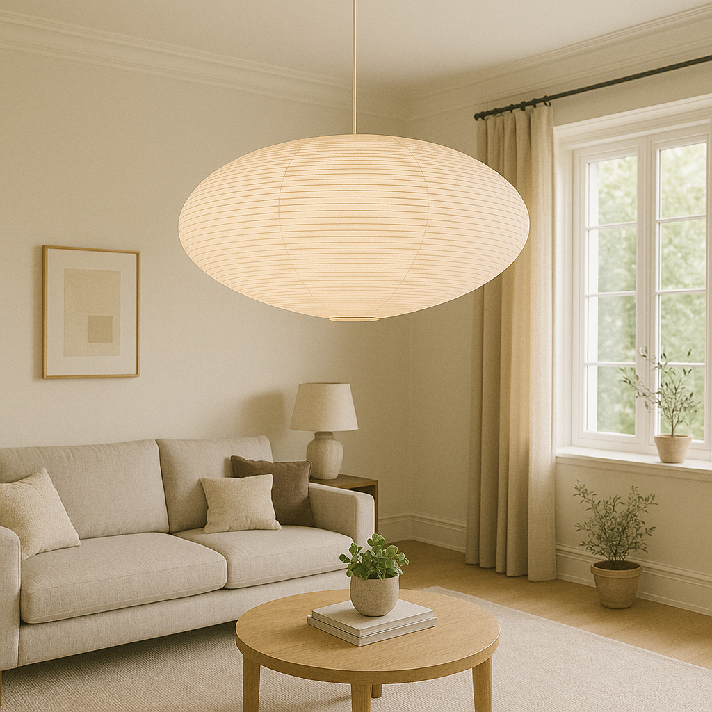 Lampe suspendue en papier de Wabi