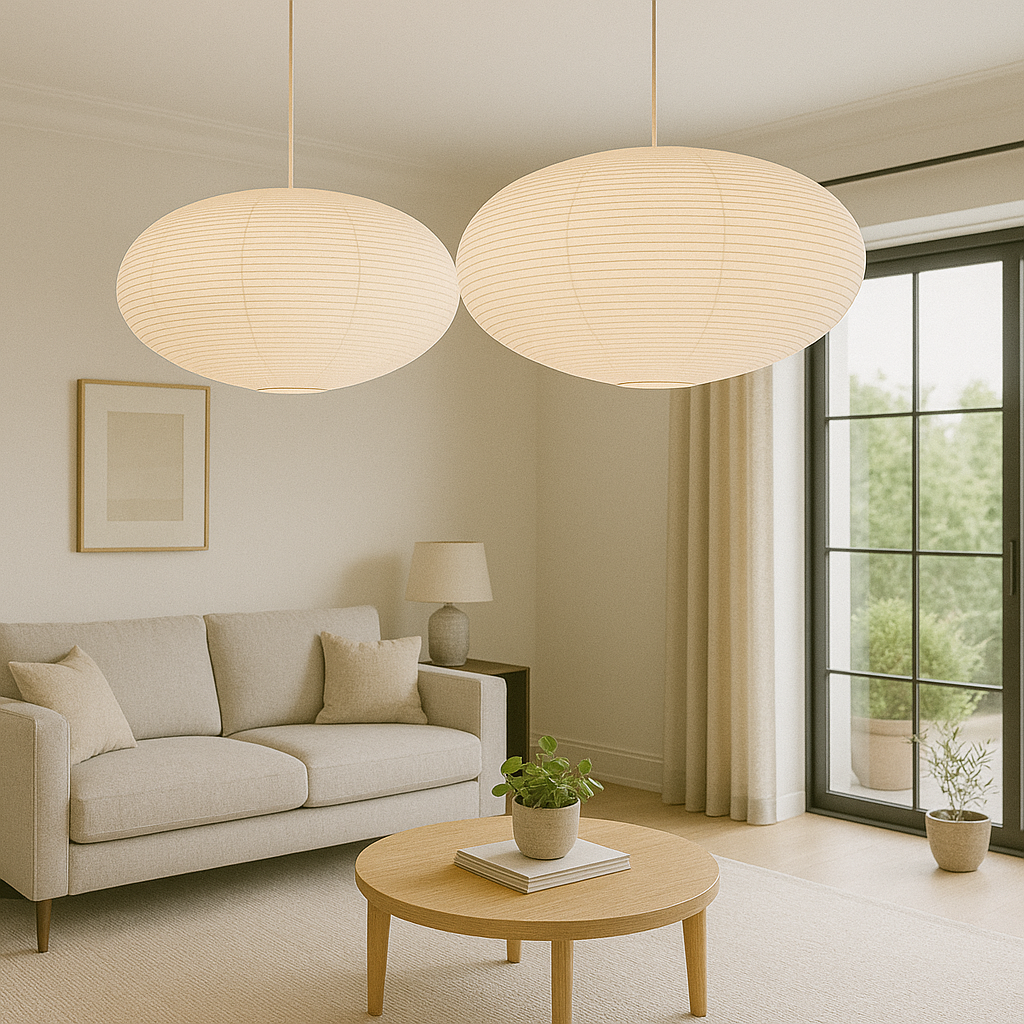 Lampe suspendue en papier de Wabi