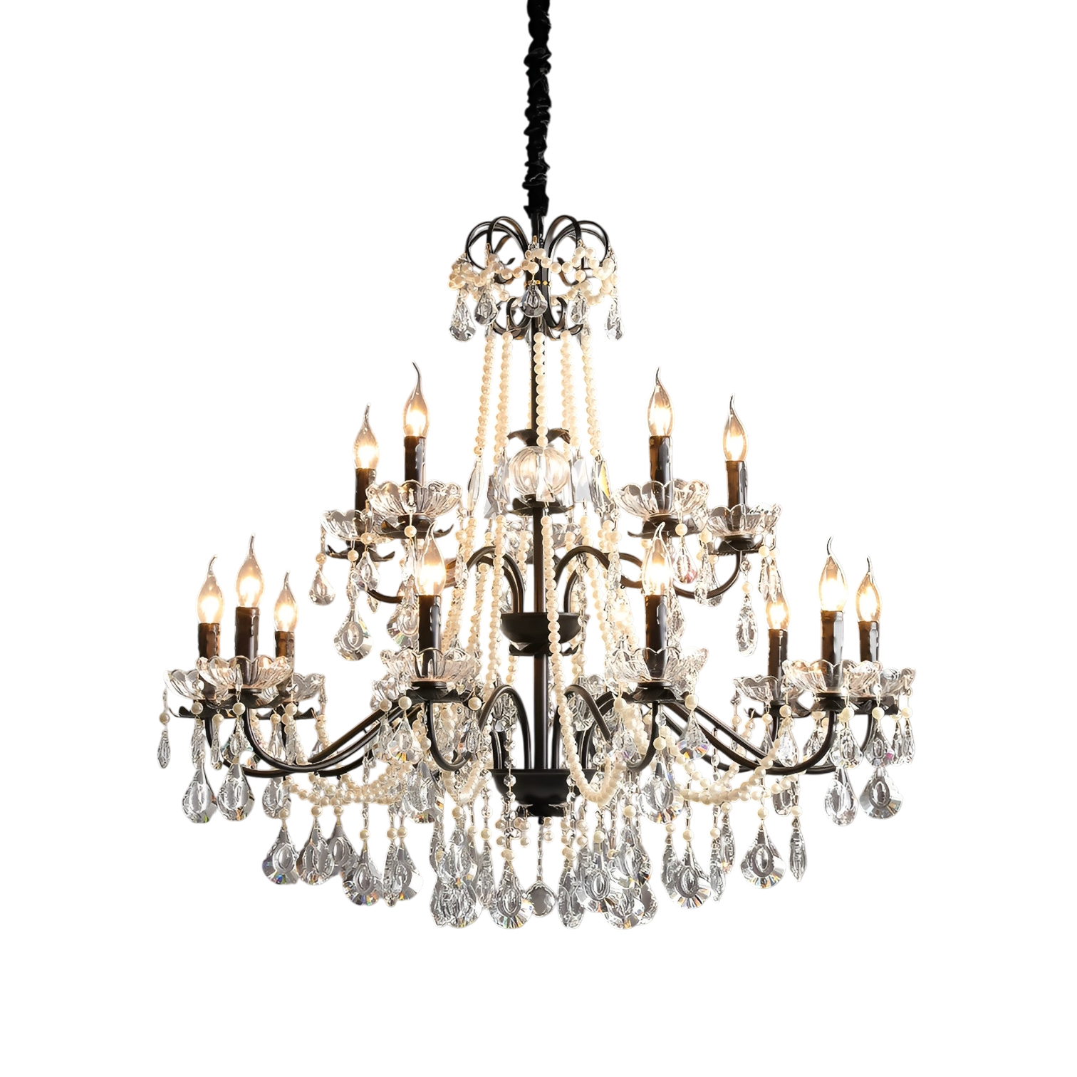 Lustre français en cristal noir