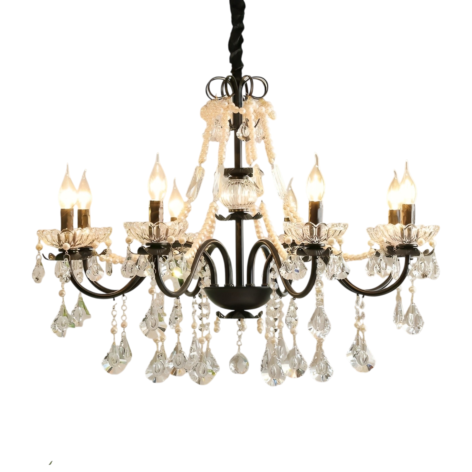 Lustre français en cristal noir