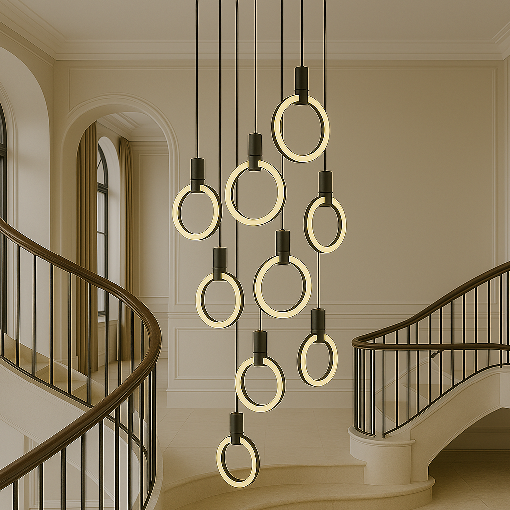 Lustre escalier 7/10 anneaux