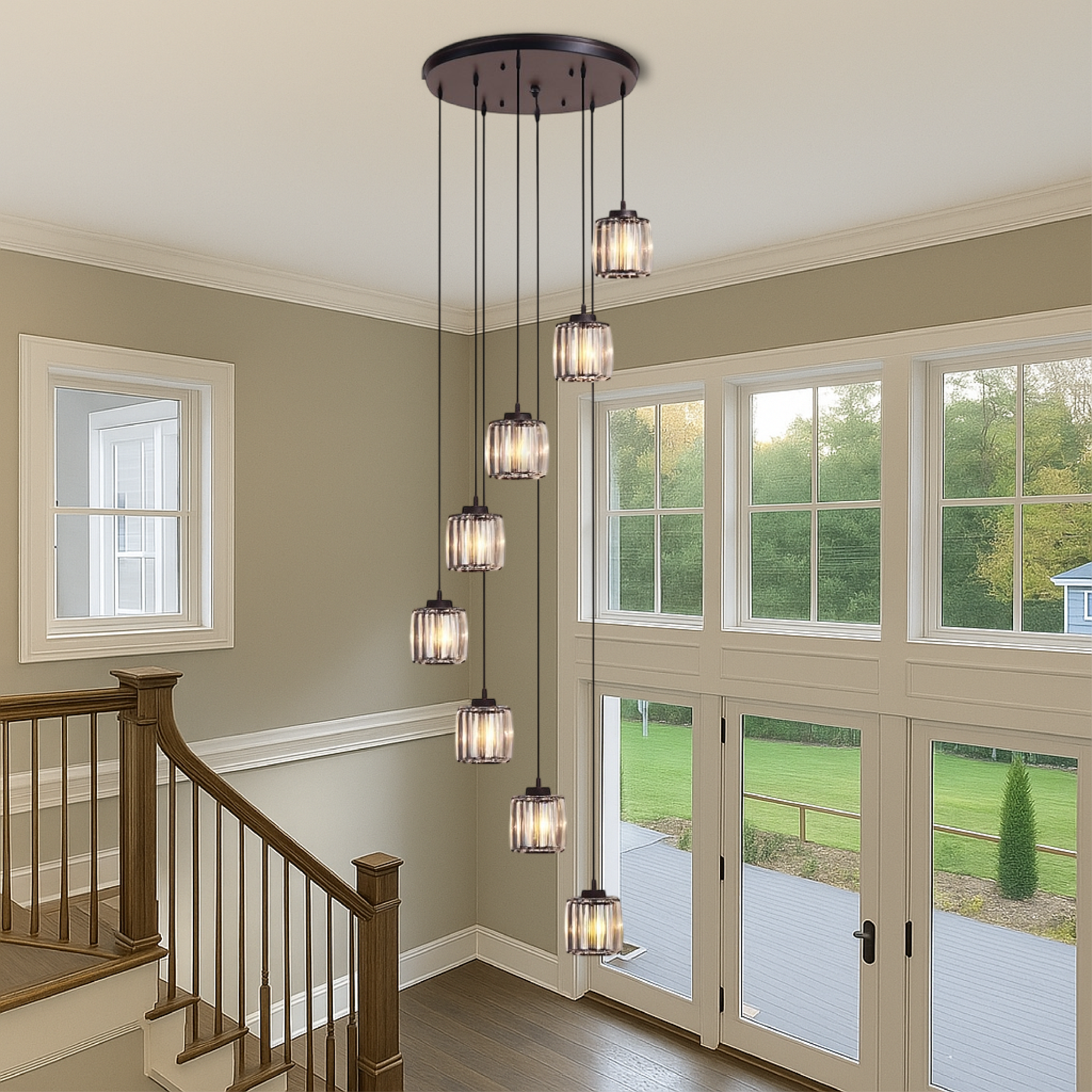 Lustre escalier en cristal Ida