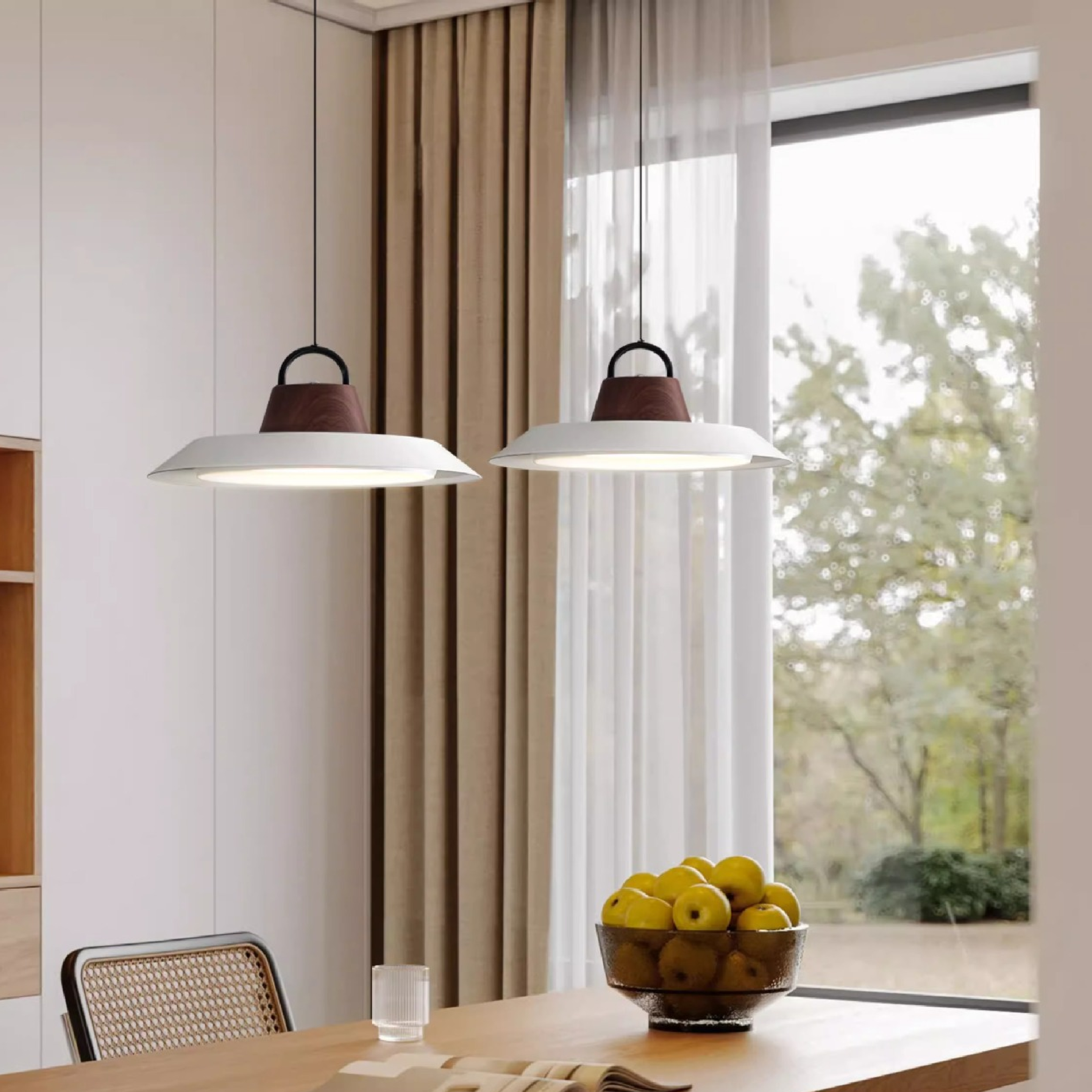Lampe pendante scandinave en bois/métal
