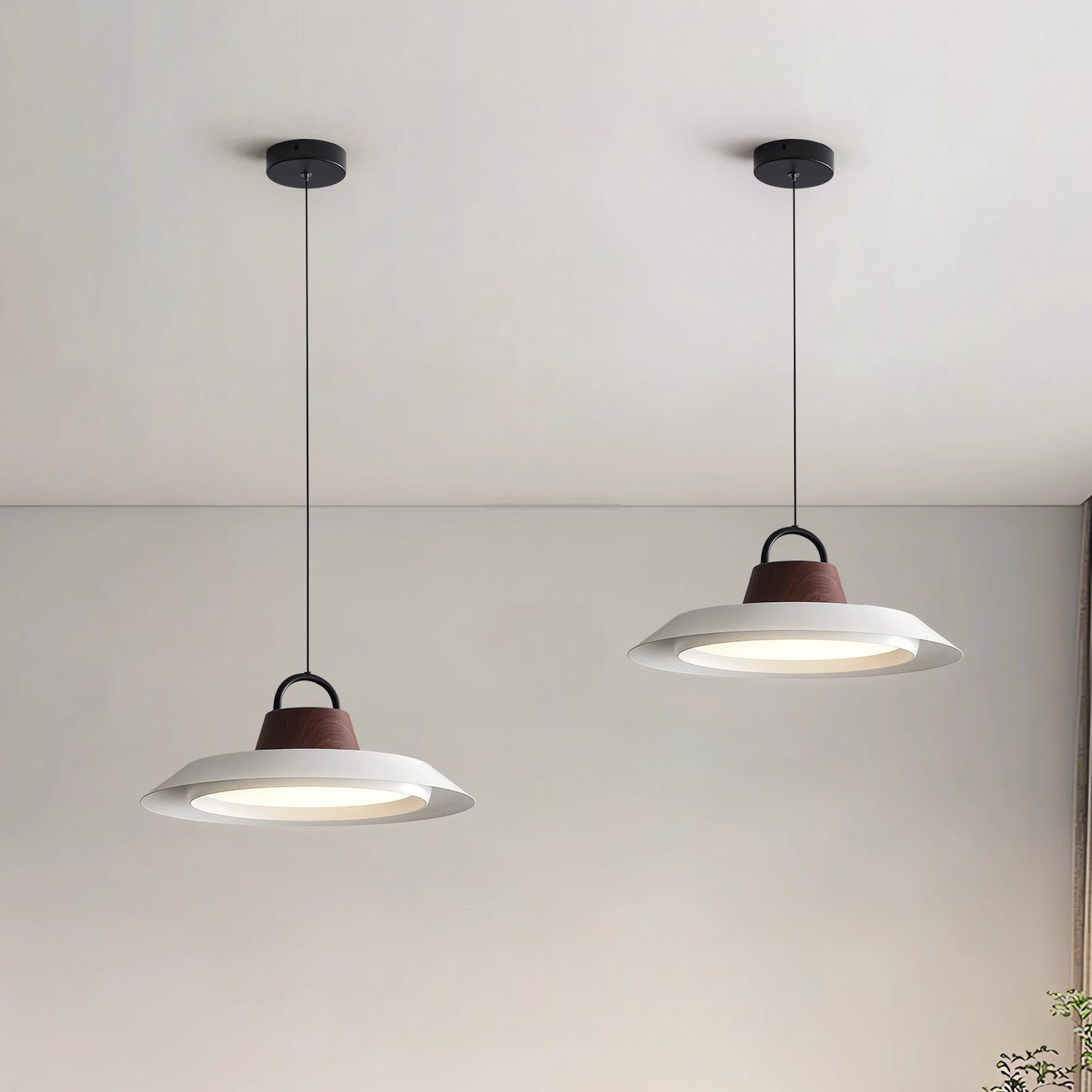 Lampe pendante scandinave en bois/métal