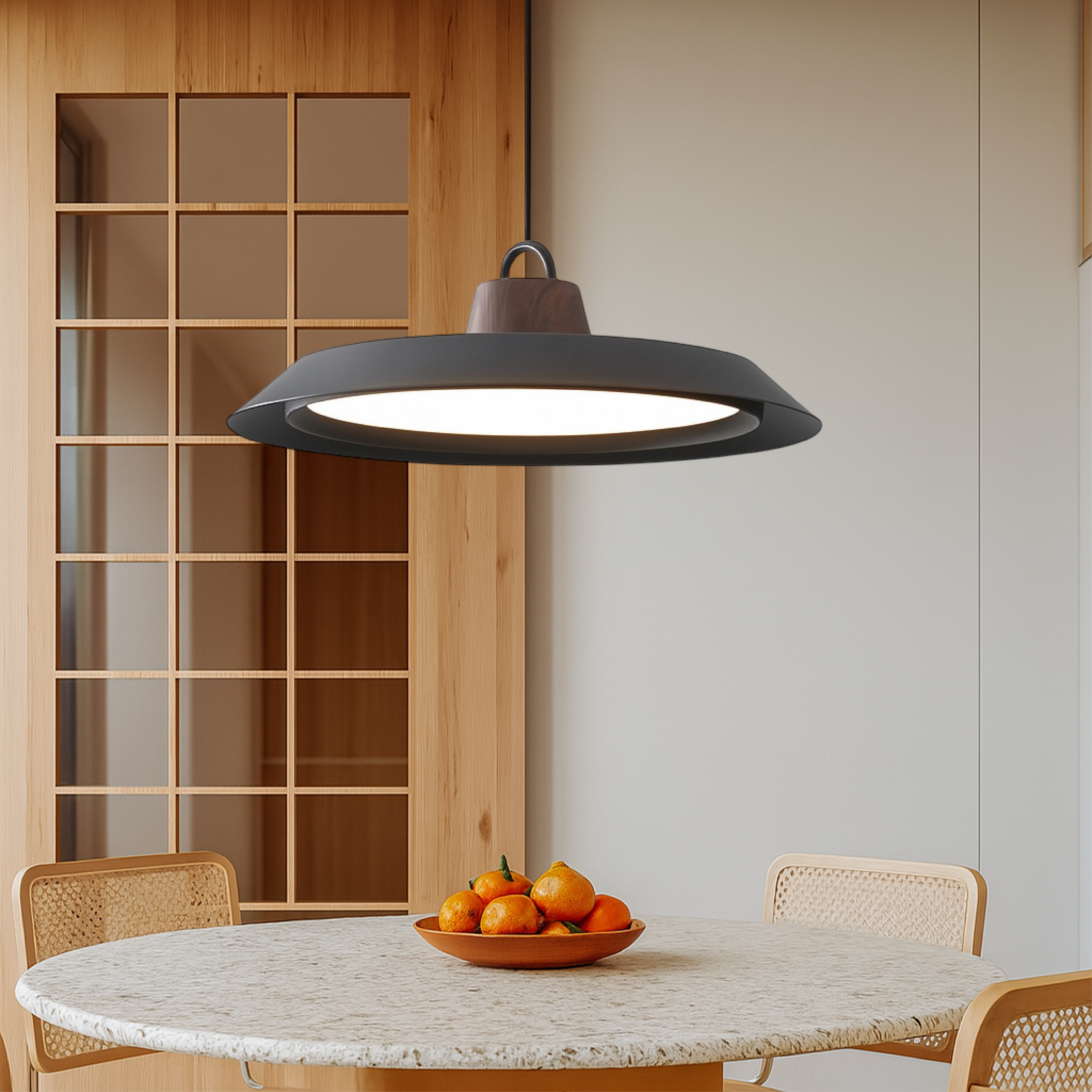 Lampe pendante scandinave en bois/métal
