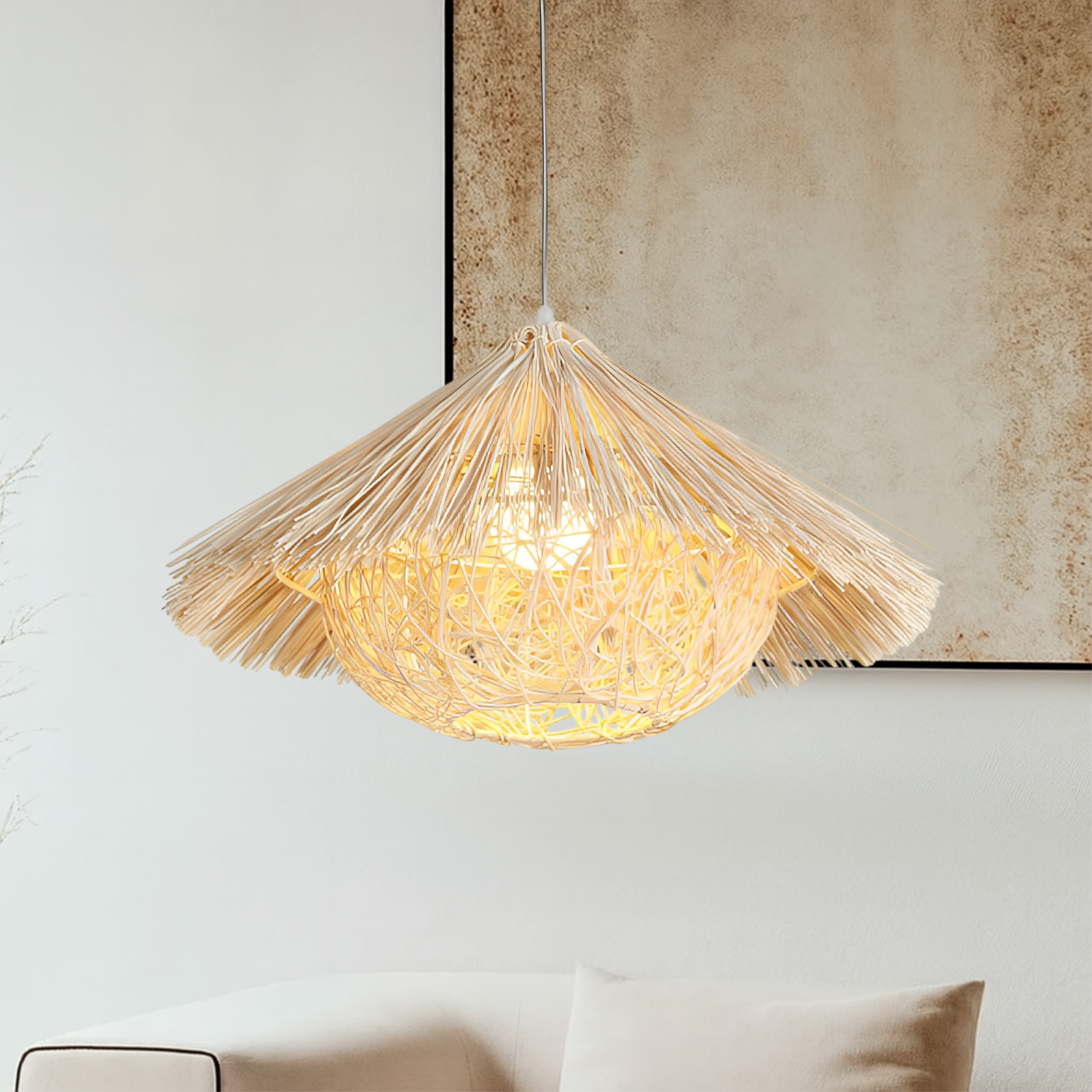 Lampe suspendue en bambou et rotin Hansi