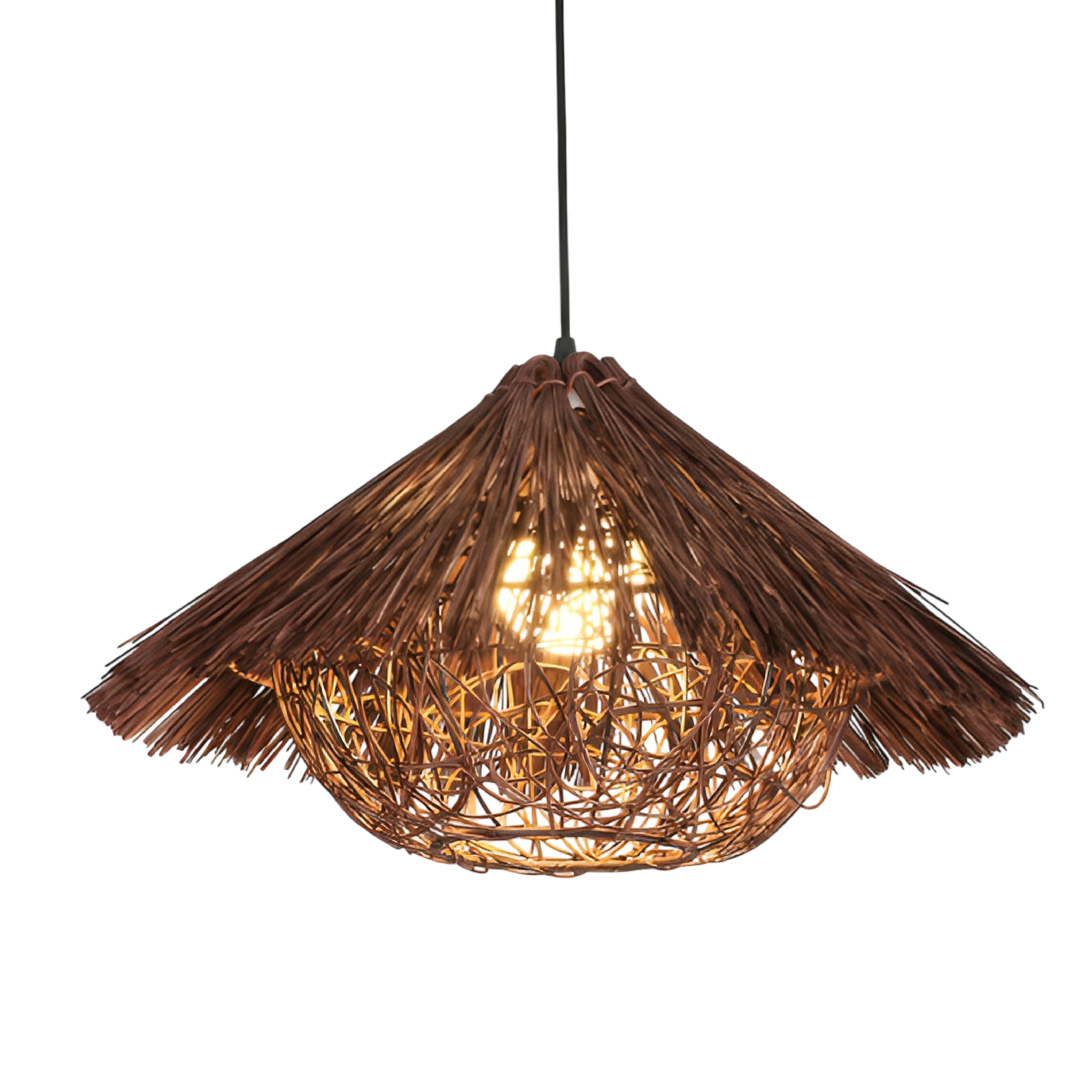 Lampe suspendue en bambou et rotin Hansi