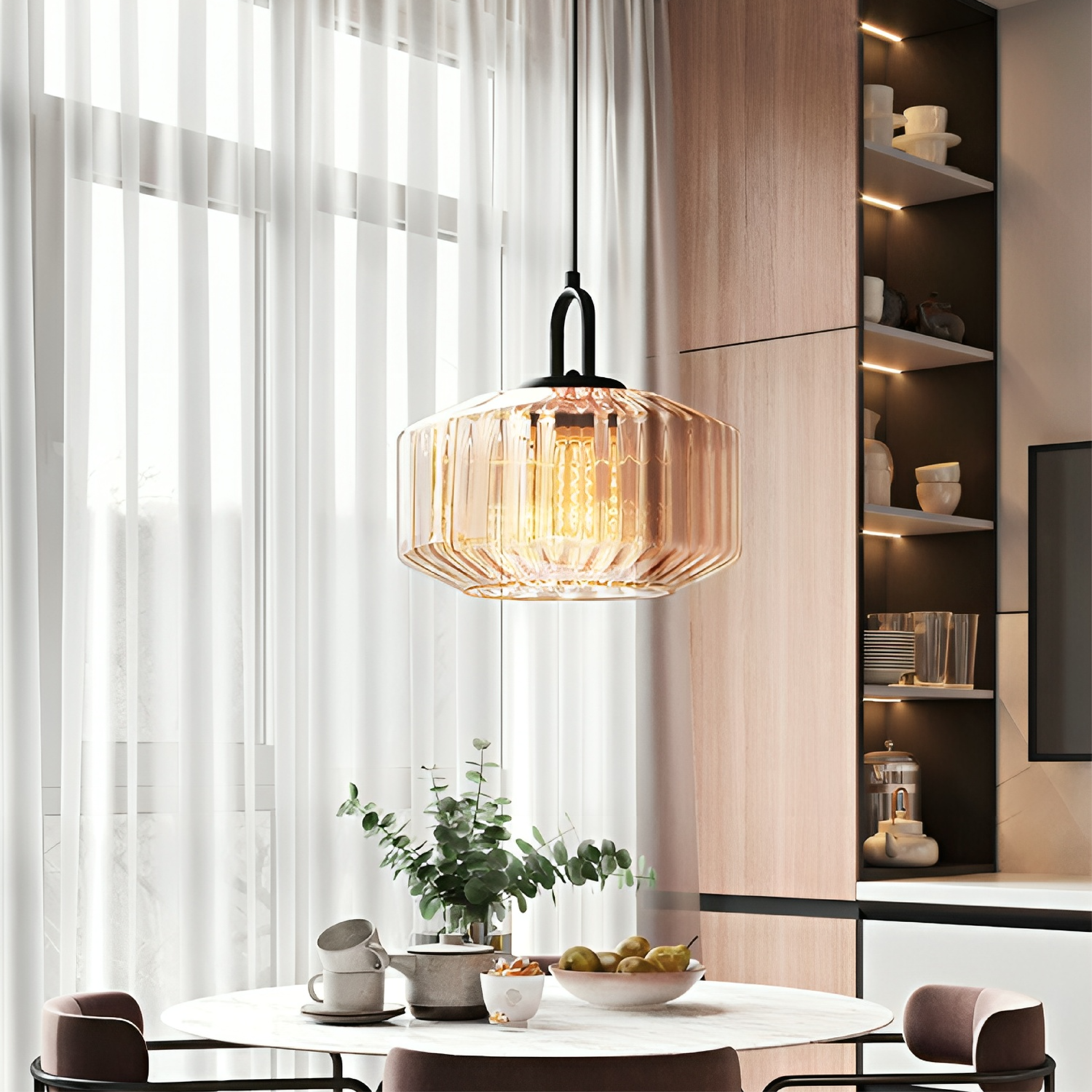 Lampe pendante en verre coloré