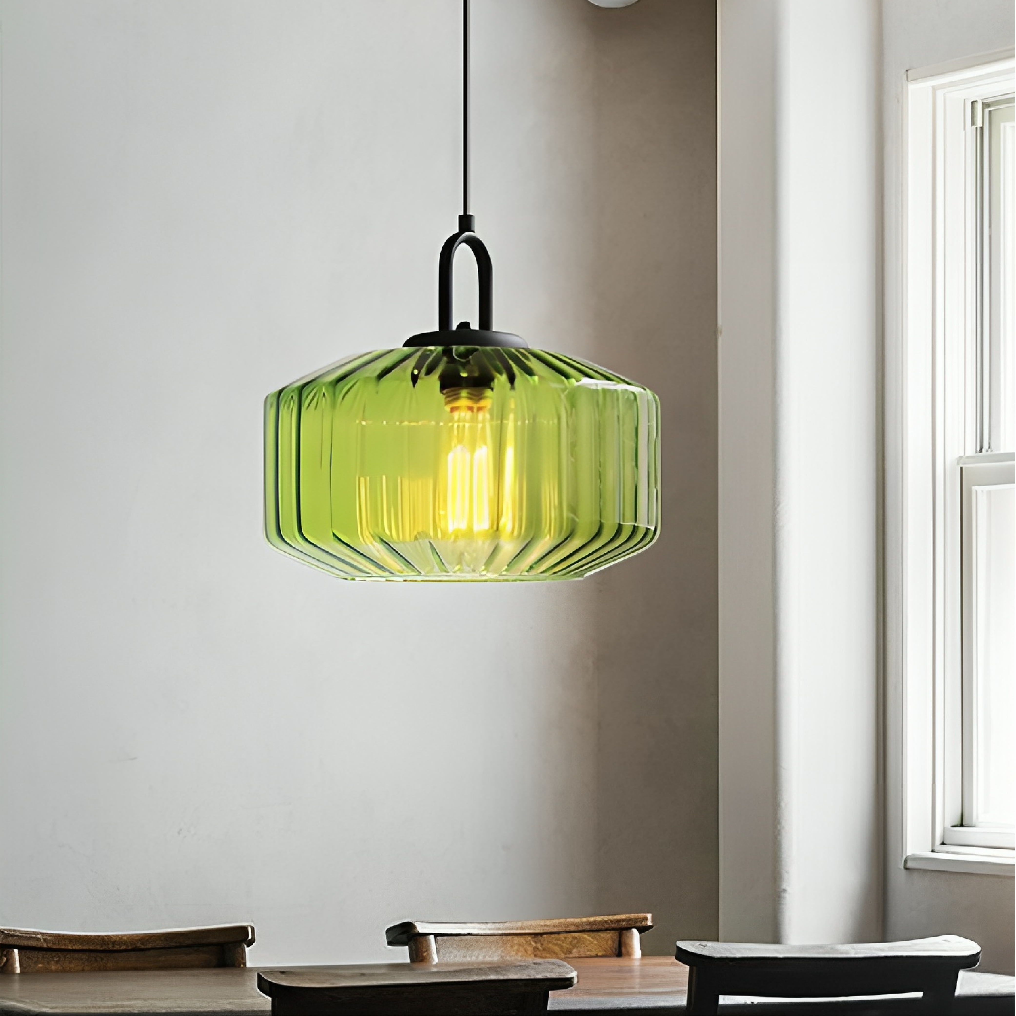 Lampe pendante en verre coloré