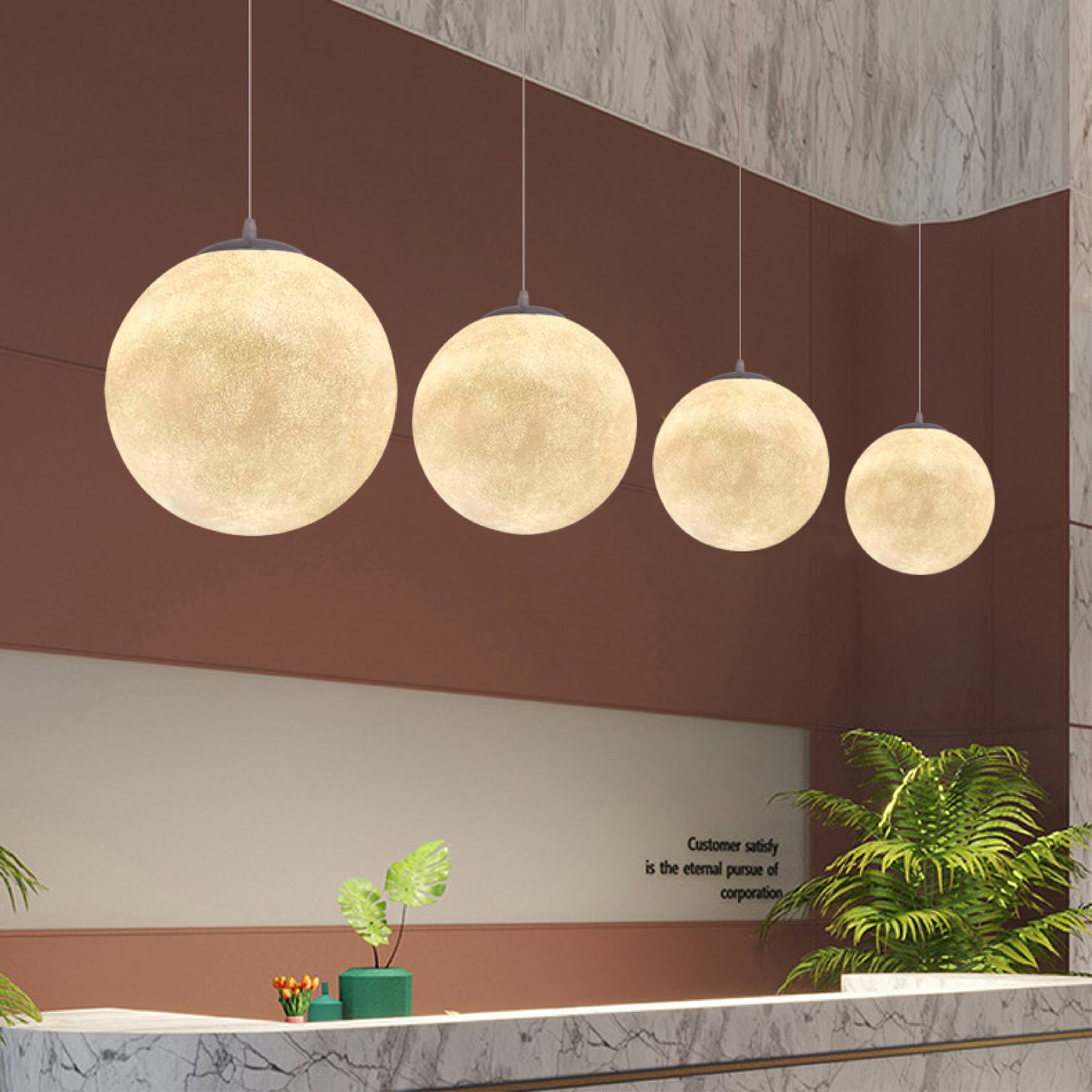 Lampe pendante à motif de lune