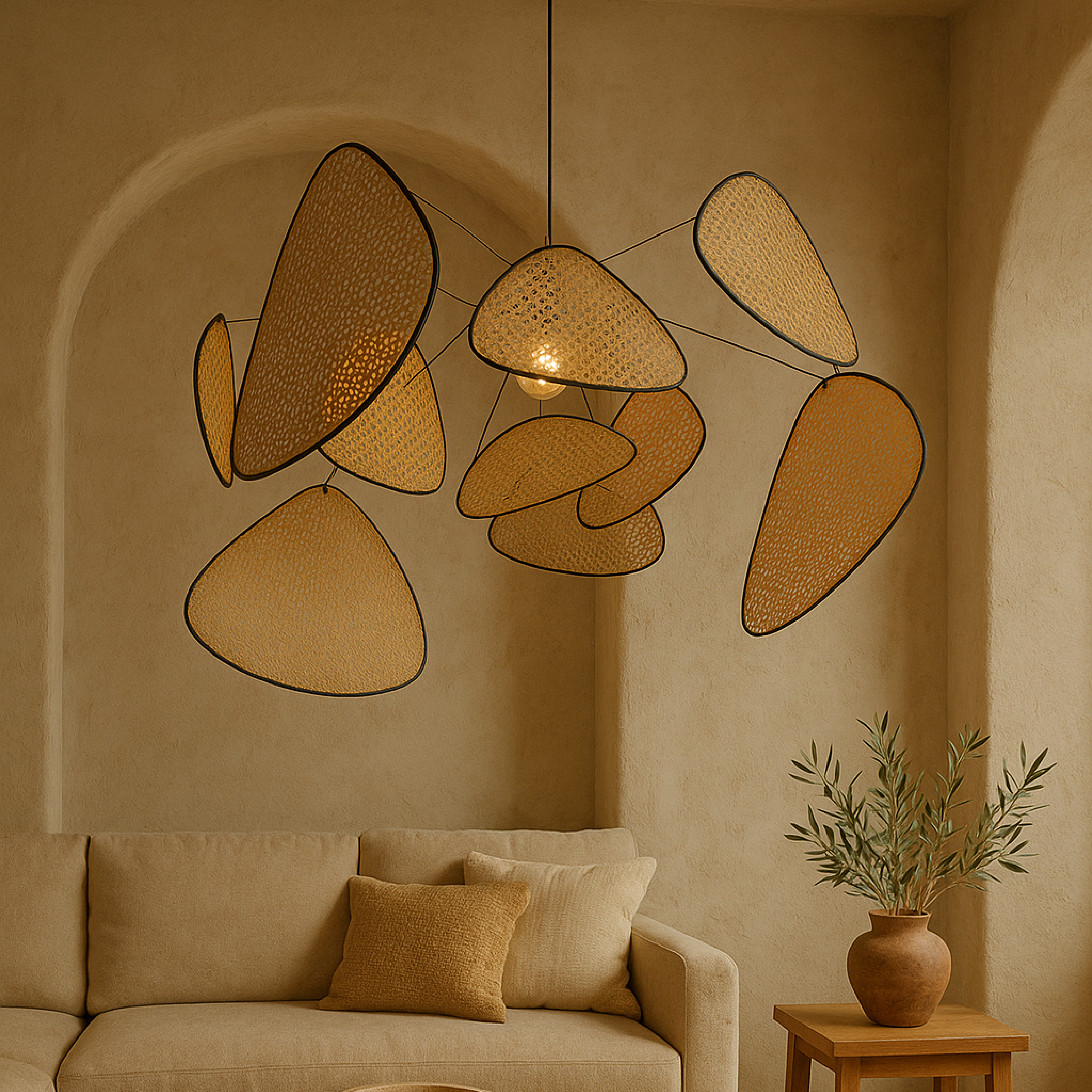 Lampe suspendue en rotin de Bria