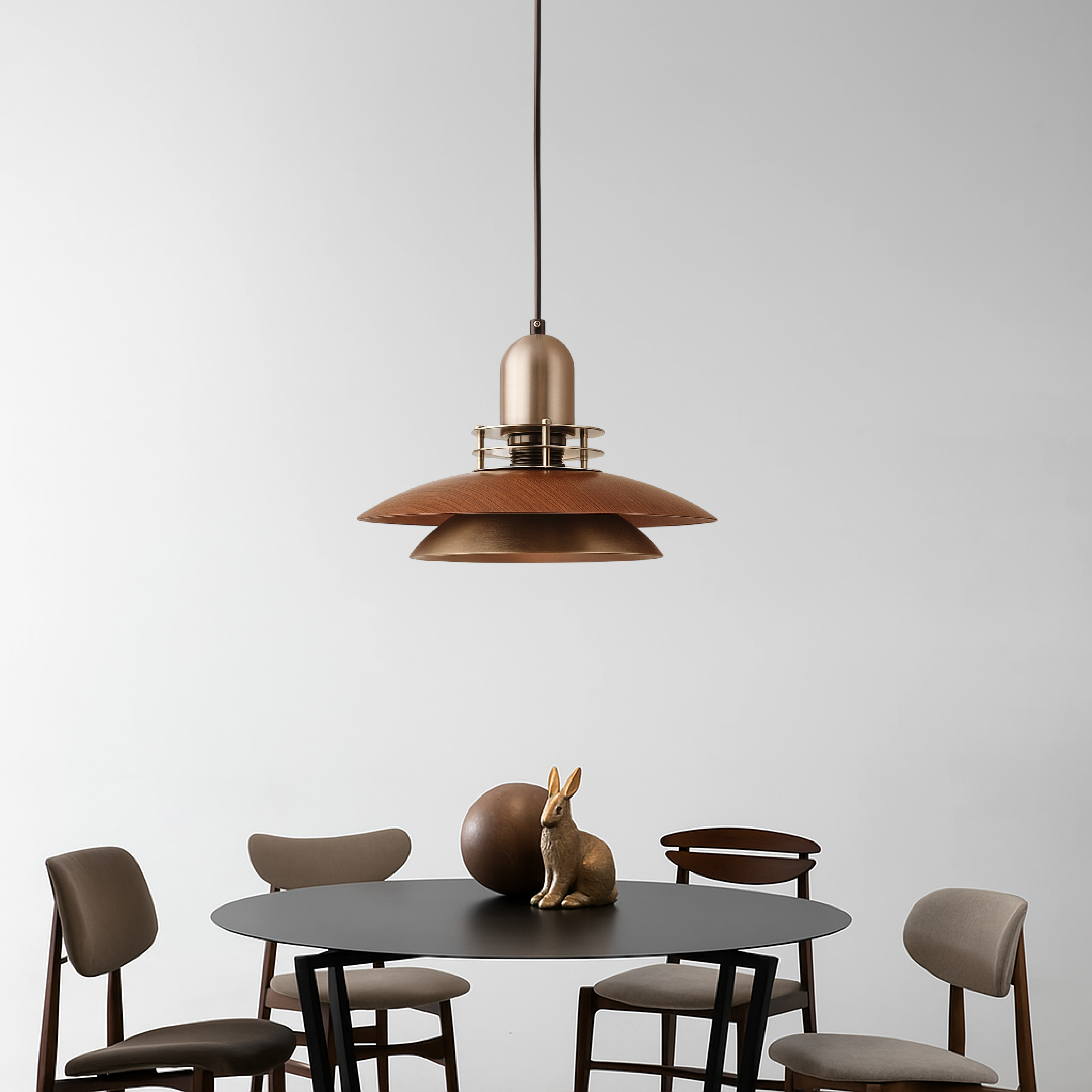 Lampe pendante en bois de noyer