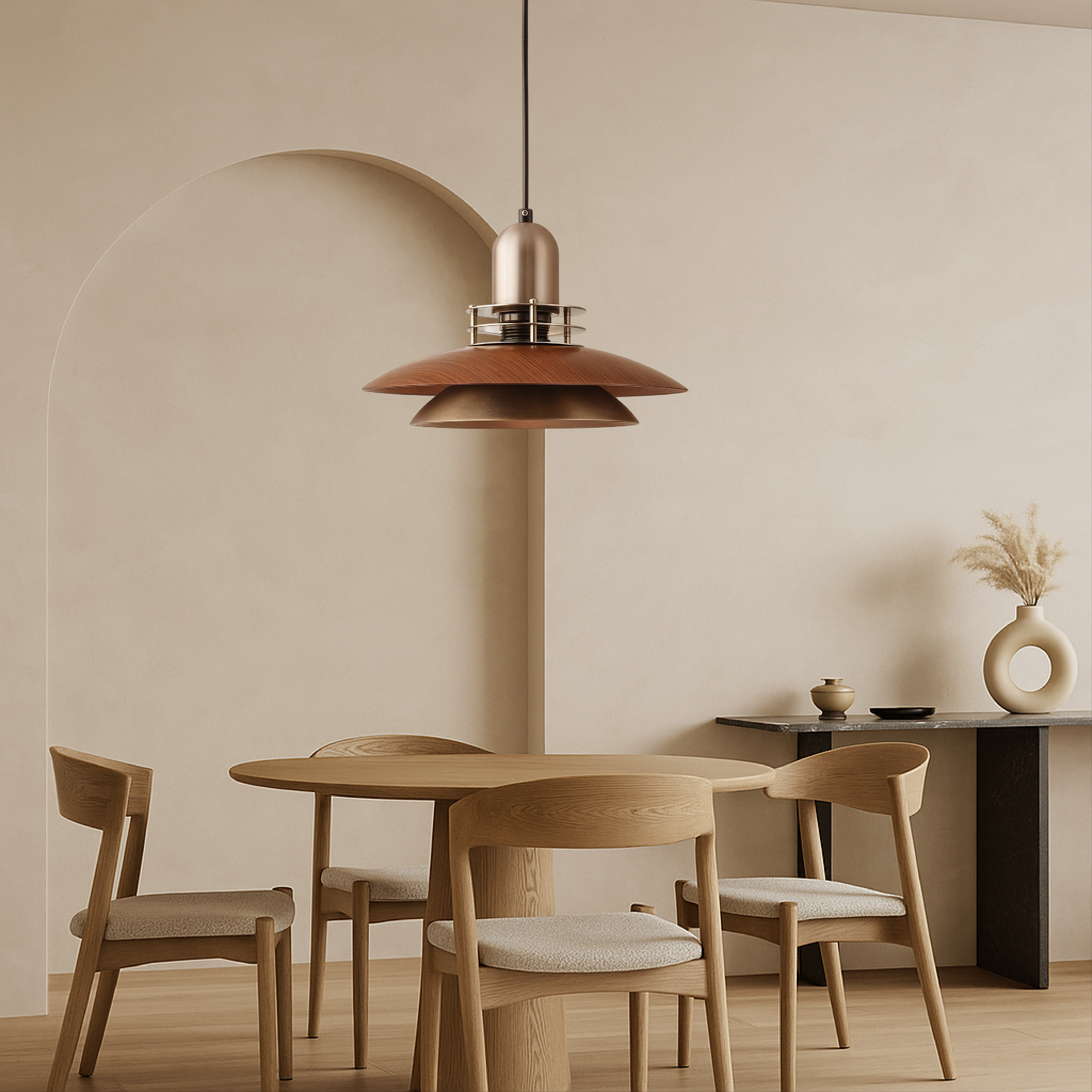 Lampe pendante en bois de noyer