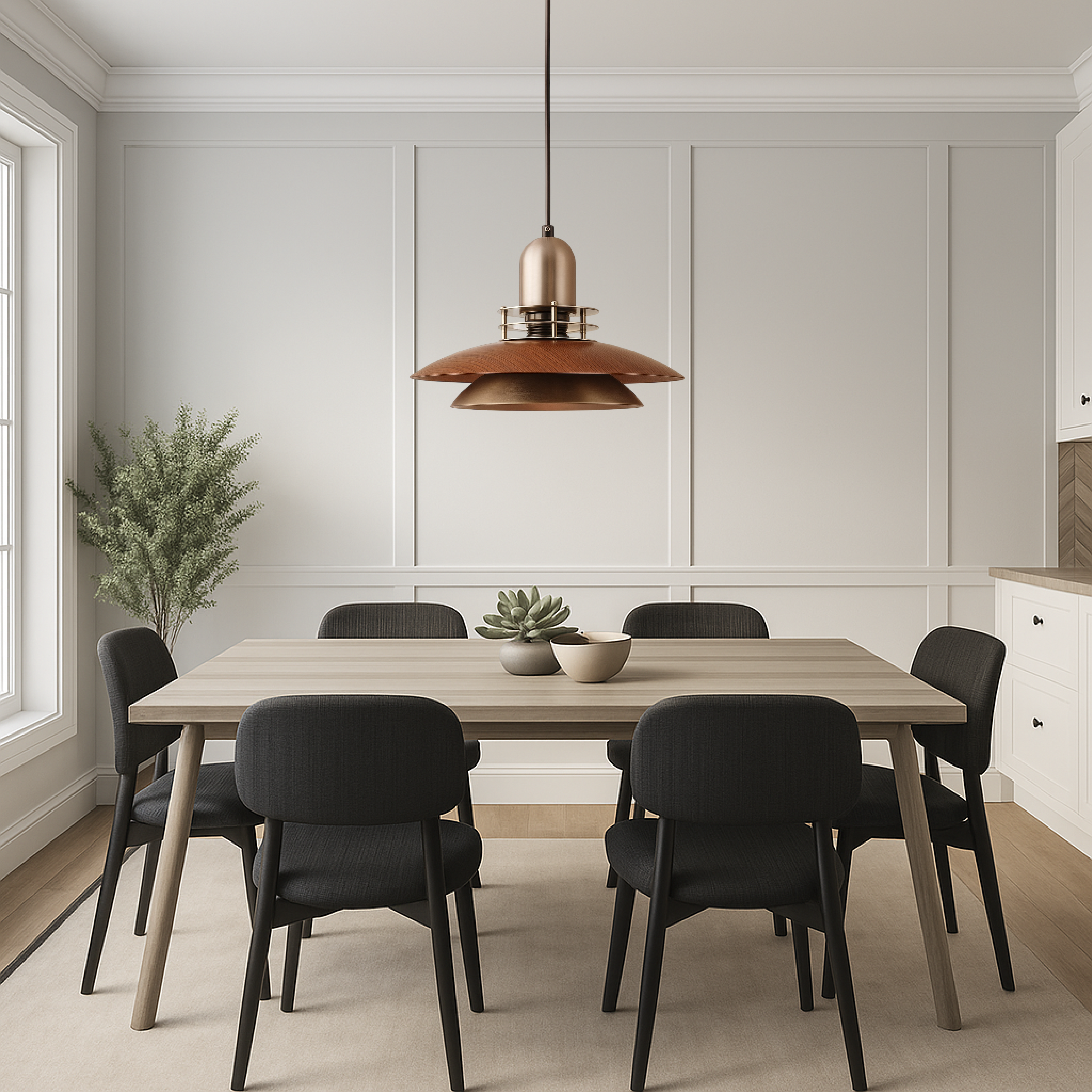 Lampe pendante en bois de noyer