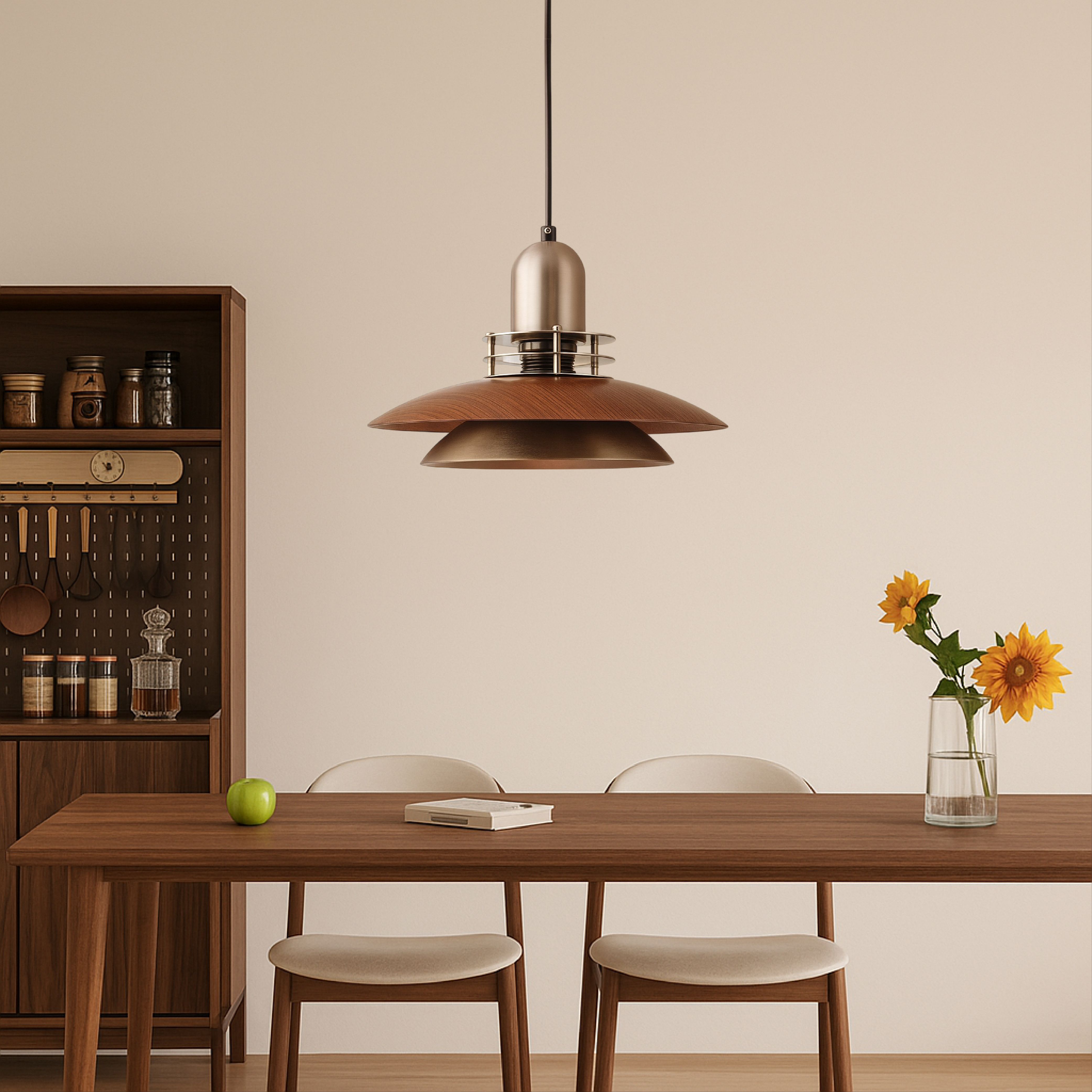 Lampe pendante en bois de noyer