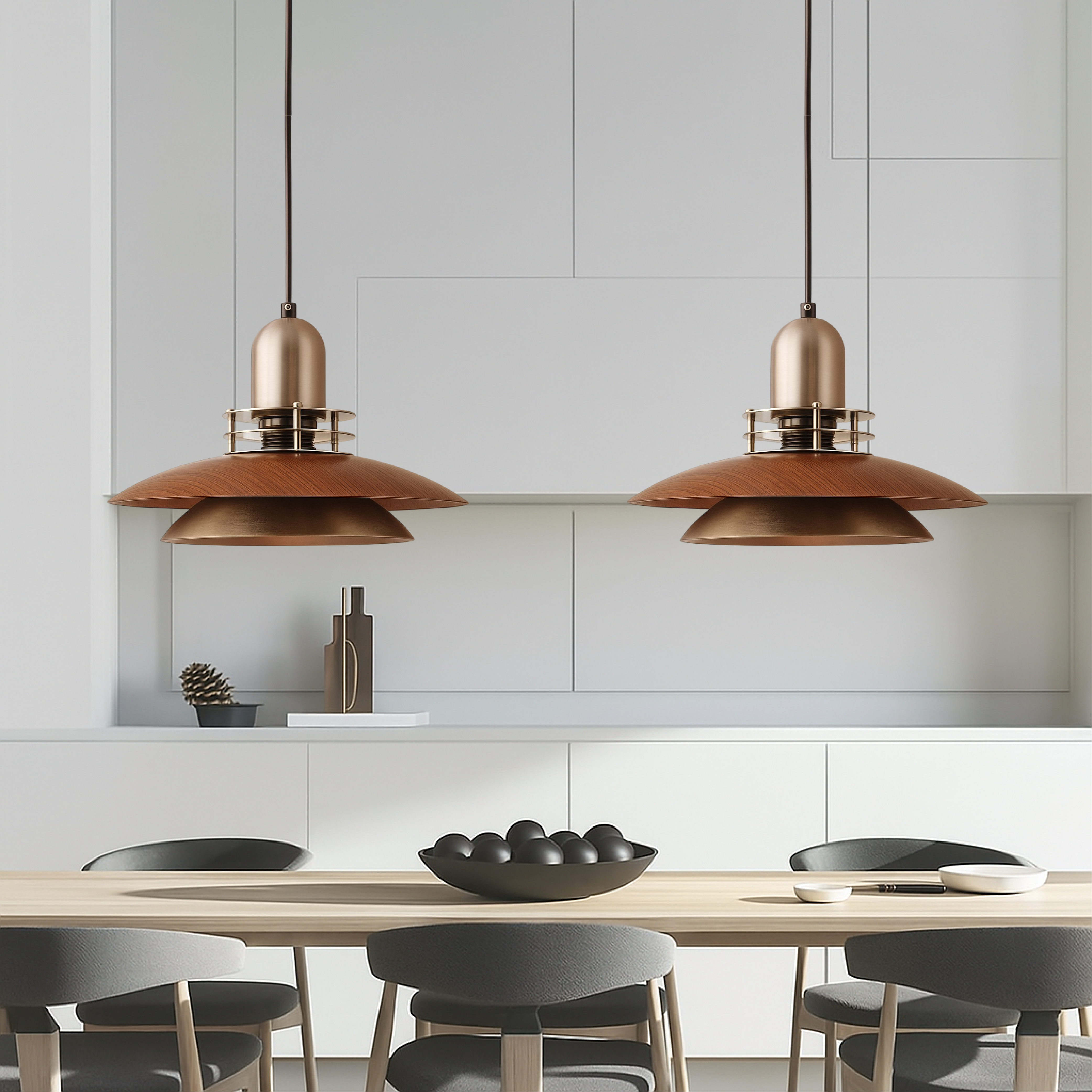 Lampe pendante en bois de noyer