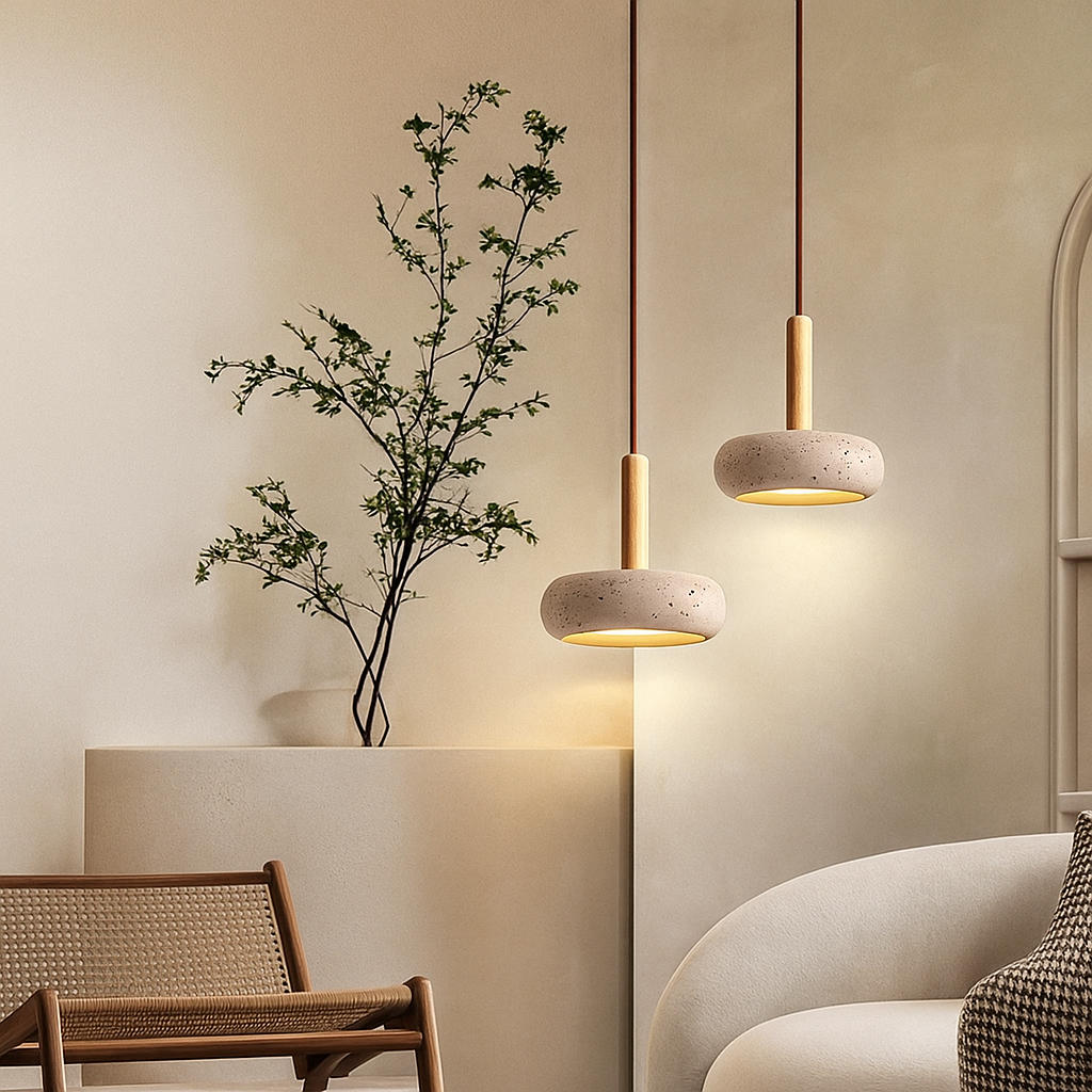 Suspension en travertin