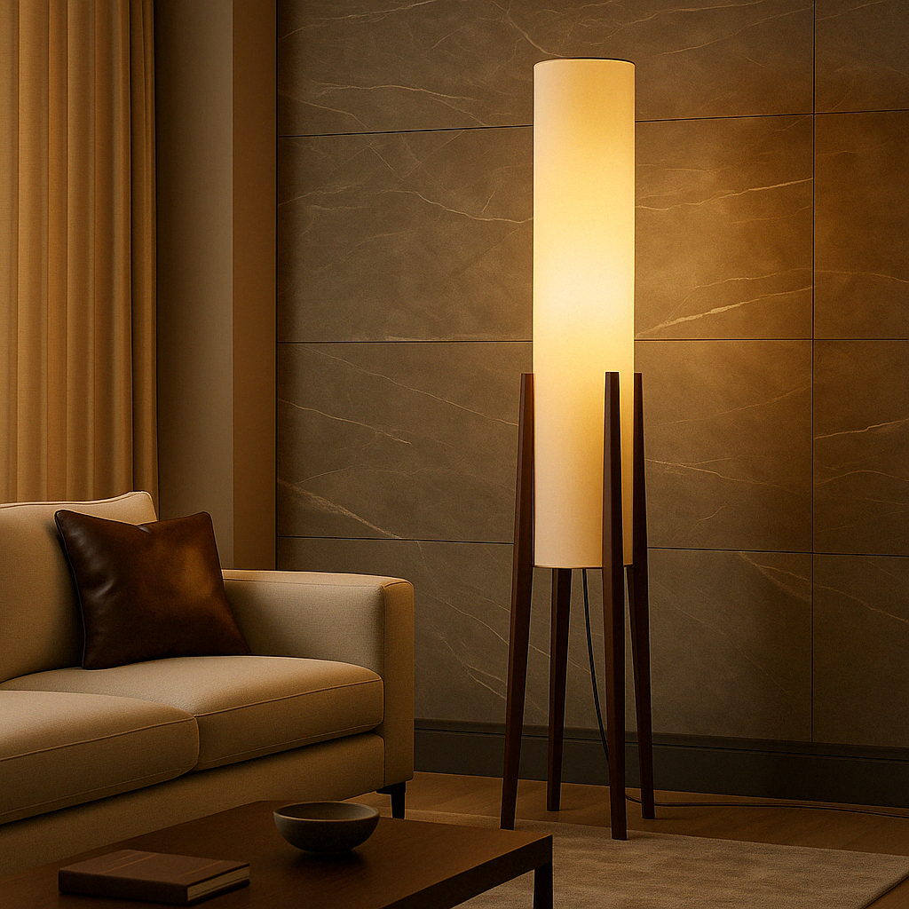 Lampadaire en noyer massif