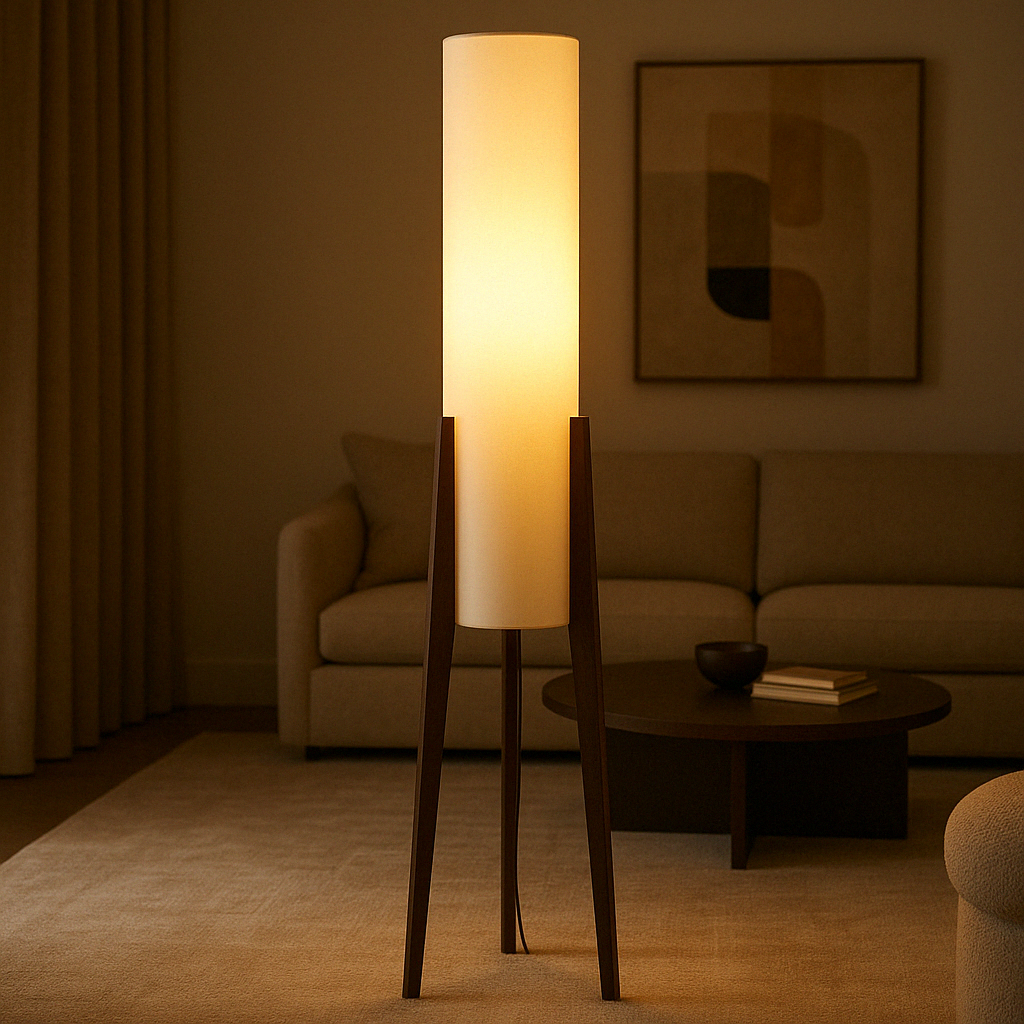 Lampadaire en noyer massif