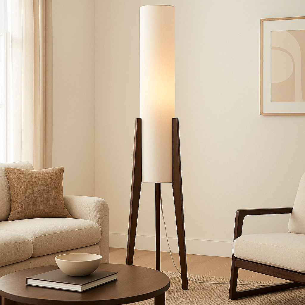 Lampadaire en noyer massif